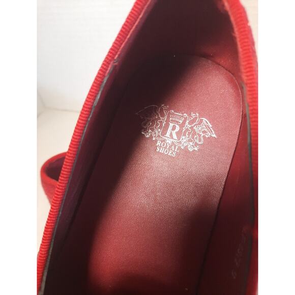 Royal Shoes Red Wavy Print Smoking Red Bottom Slip On Mens Dress Shoes 8 LF-8872 - Picture 6 of 9